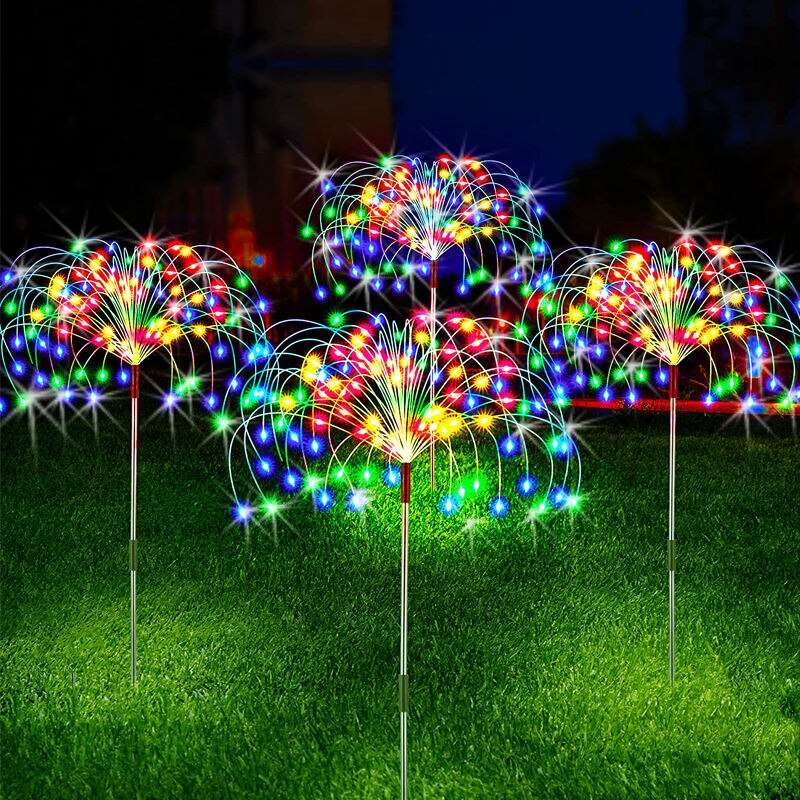 1/2/4pcs Solar Firework Fairy Light 8 Modes Outdoor Garden Decor Pathway Lights Waterproof Yard Lawn Patio Landscape Decor Light